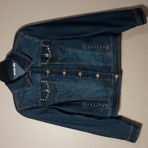 Cato Dark Blue Jean Jacket with Rhinestone Accents